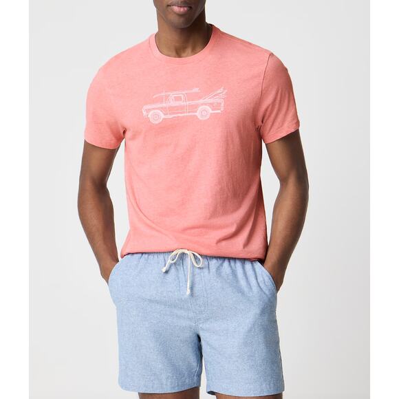 J.Crew Surf Ready Tuck Graphic Tee Shirt Cotton Blend Crewneck Blush Mens XL - Picture 1 of 10